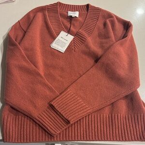 Reformation Terracotta V-Neck Sweater